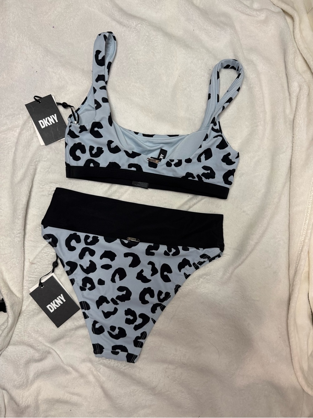 DKNY Light Blue and Black Leopard Print Bikini - Picture 3 of 4